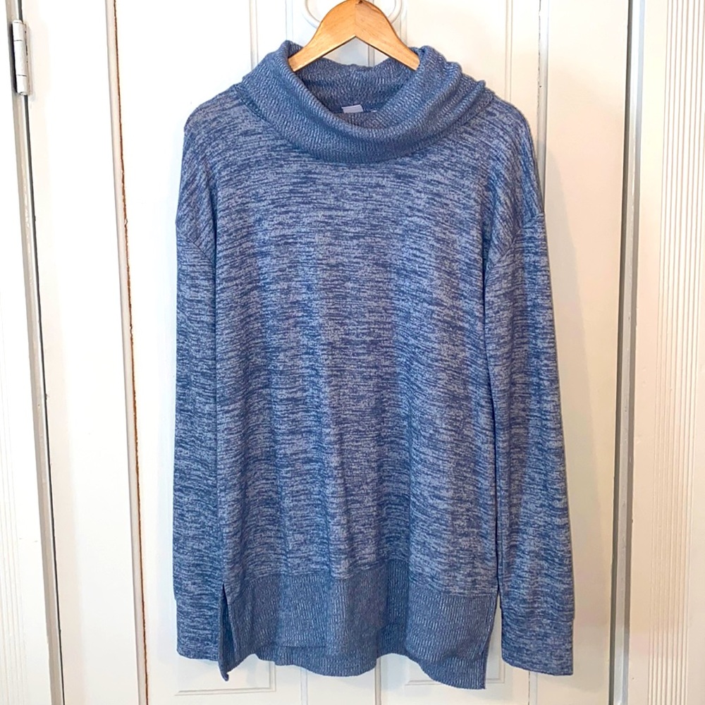 Gap brushed soft turtleneck tunic, blue pearl